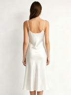 100% Pure Silk V-Neck Midi Slip Nightgown