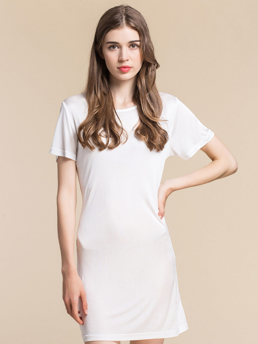 Soft Knit Silk Blend Midi Sleep Dress