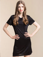 Silk Blend Cowl Neck Short Sleeve Nightgown
