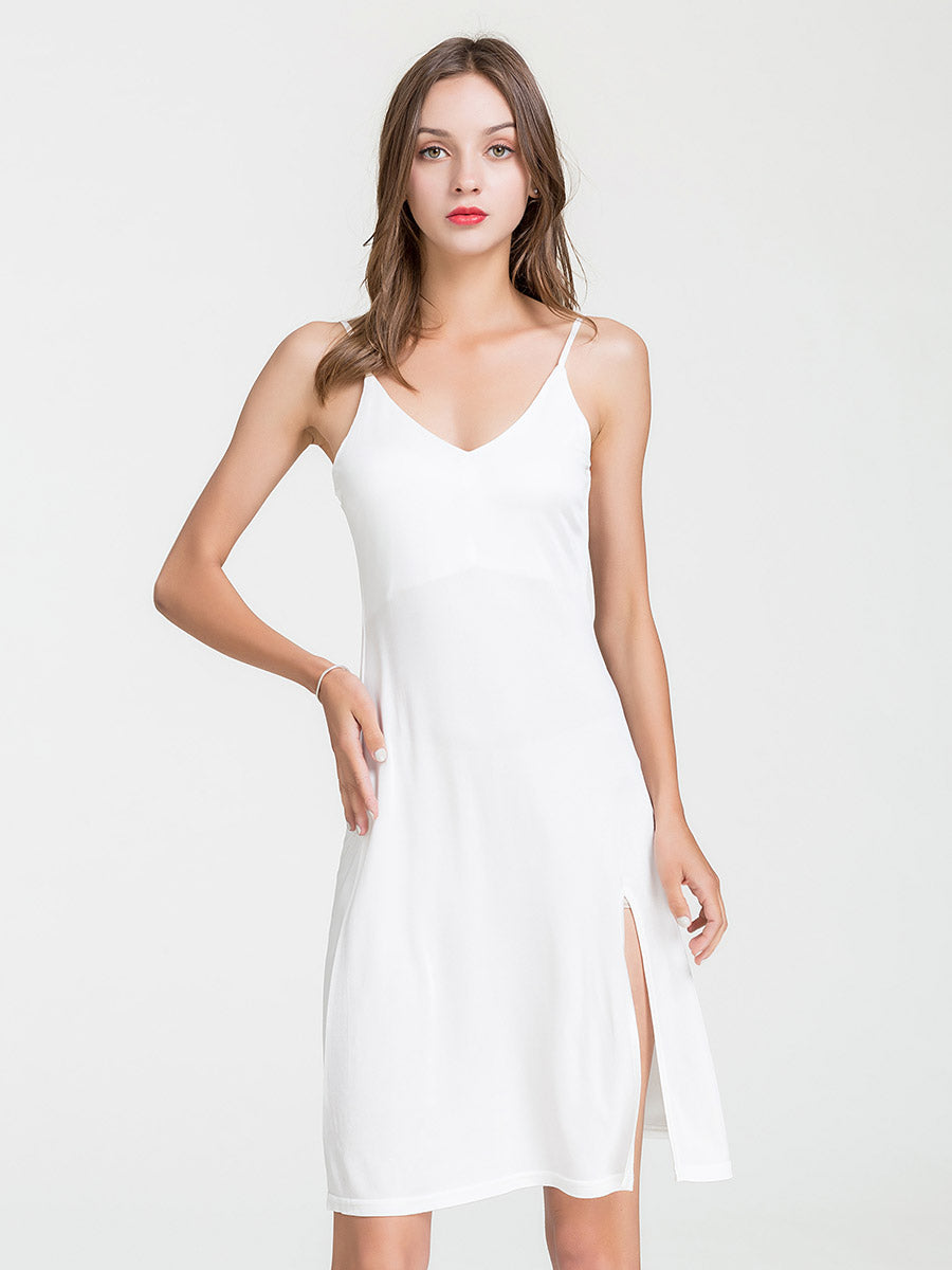 Satin Feel Silk Blend Midi Slip Sleep Dress