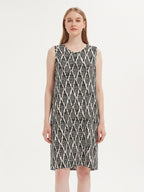 Soft Silk Sleeveless Sleep Dress with Geometric Pattern