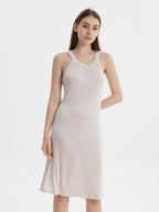 Silk Blend Halter Neck Sleeveless Midi Nightgown