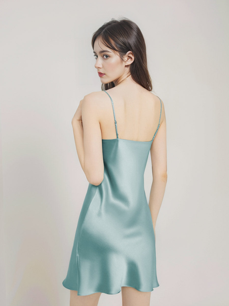 Satin Draped 100% Pure Silk Mini Night Dress