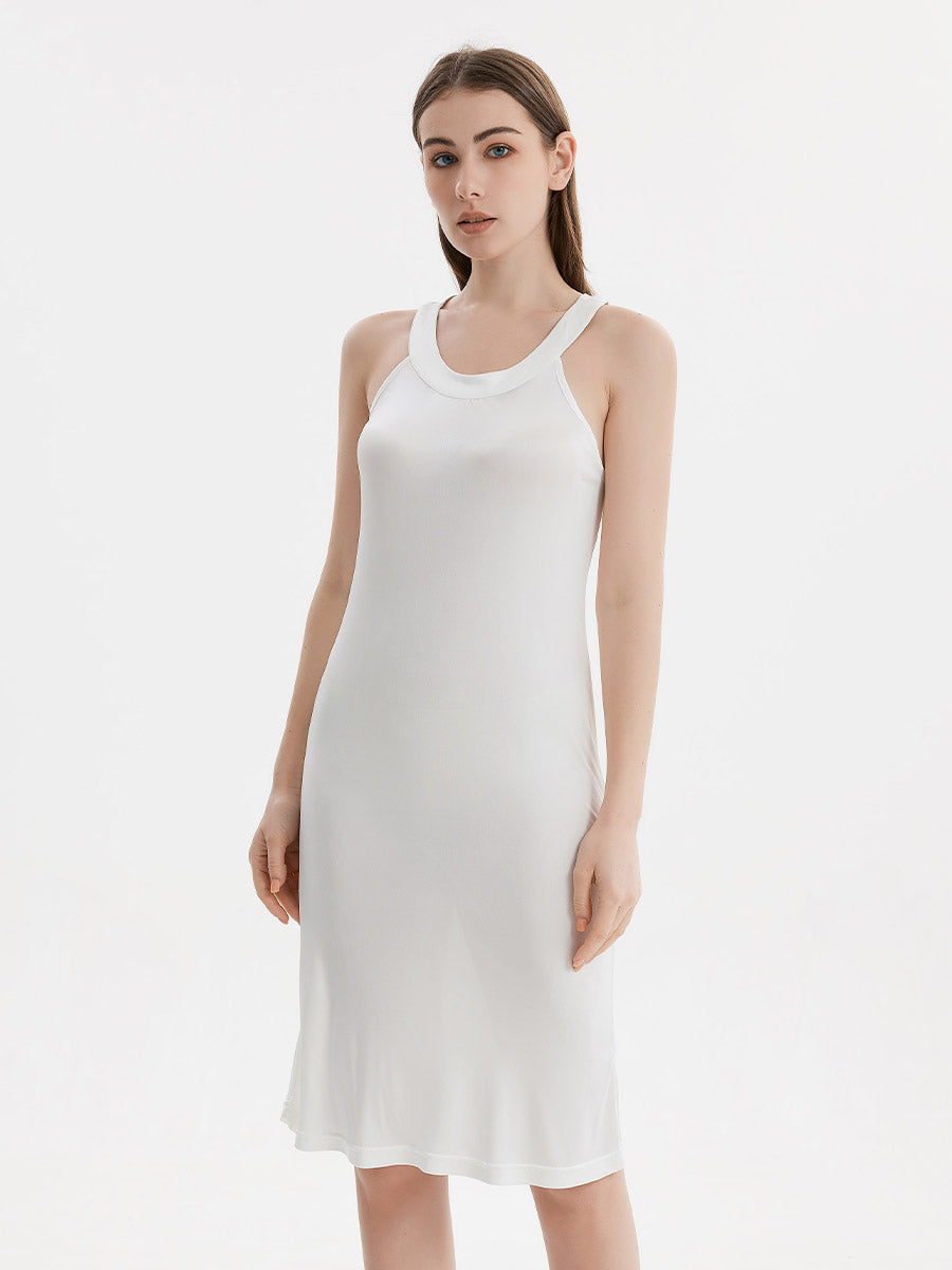 Silk Blend Halter Neck Sleeveless Midi Nightgown