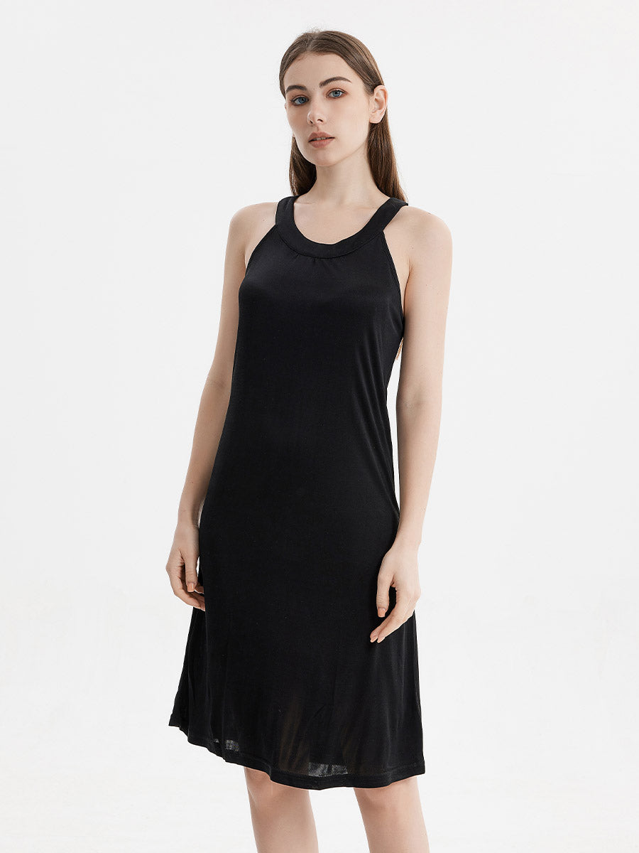 Silk Blend Halter Neck Sleeveless Midi Nightgown
