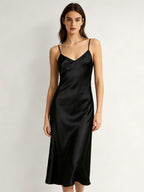 100% Pure Silk V-Neck Midi Slip Nightgown