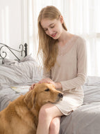 Soft Long Sleeve V-Neck Loungewear Night Dress