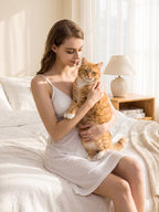Silk Blend Lace V-Neck Nightgown with Removable Pads