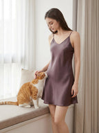Luxury 100% Mulberry Silk Satin V-Neck Cami Night Dress
