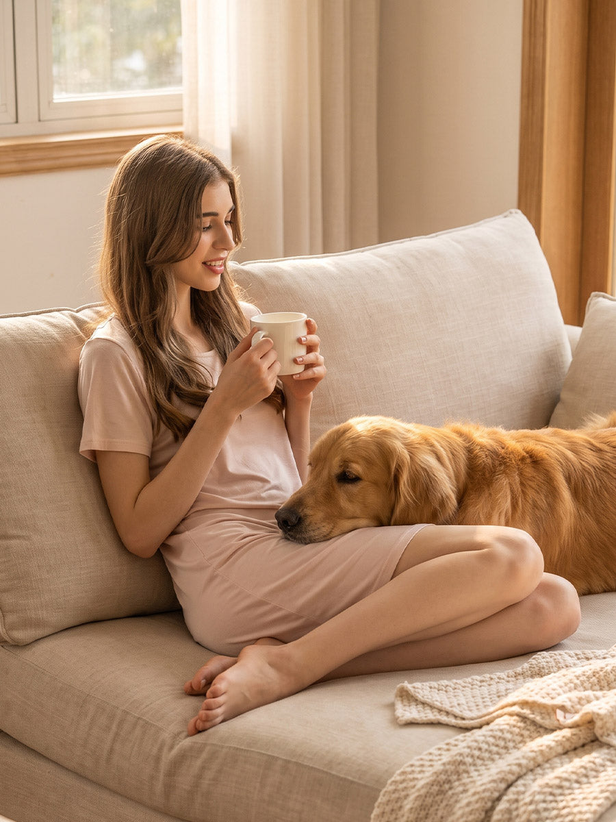 Soft Knit Silk Blend Midi Sleep Dress