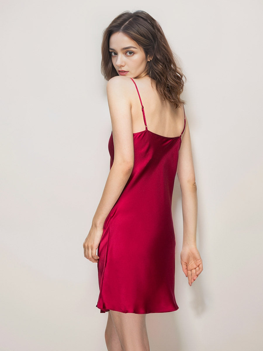 Luxury 100% Mulberry Silk Satin V-Neck Cami Night Dress