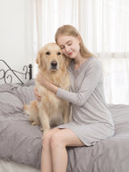 Soft Long Sleeve V-Neck Loungewear Night Dress
