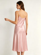 100% Pure Silk V-Neck Midi Slip Nightgown