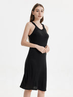 Silk Blend Halter Neck Sleeveless Midi Nightgown