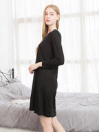 Soft Long Sleeve V-Neck Loungewear Night Dress