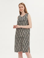 Soft Silk Sleeveless Sleep Dress with Geometric Pattern