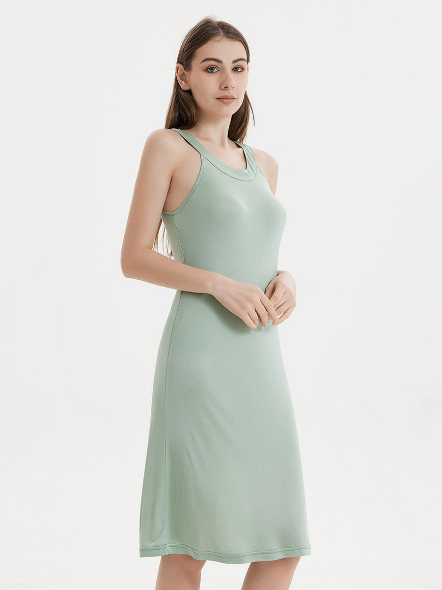 Silk Blend Halter Neck Sleeveless Midi Nightgown