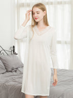 Soft Long Sleeve V-Neck Loungewear Night Dress
