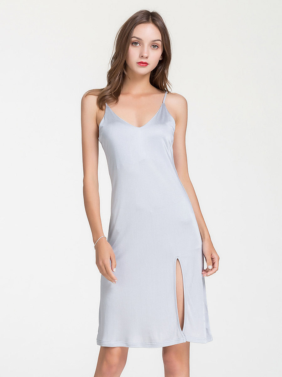 Satin Feel Silk Blend Midi Slip Sleep Dress