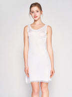 Silk Blend Lace Trim Sleeveless Nightgown Slip Dress