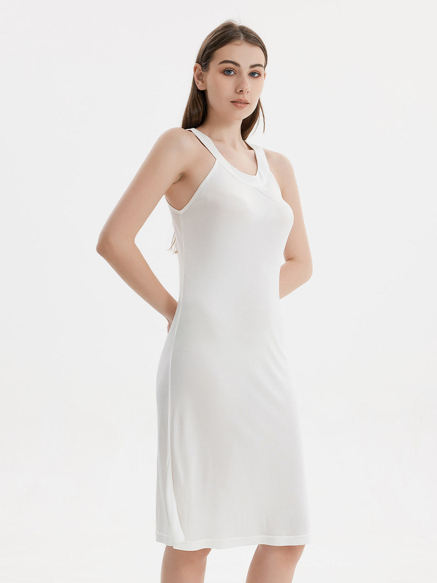 Silk Blend Halter Neck Sleeveless Midi Nightgown