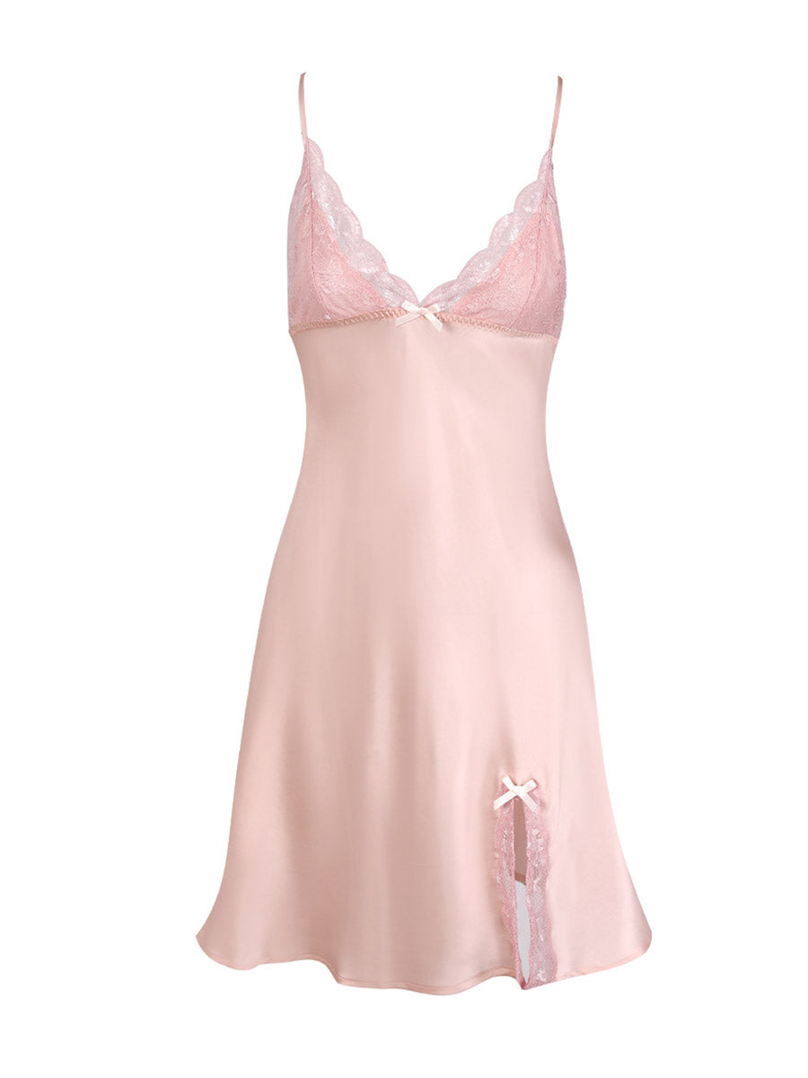 100% Pure Silk Lace V-Neck Cami Nightgown