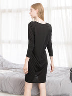 Soft Long Sleeve V-Neck Loungewear Night Dress