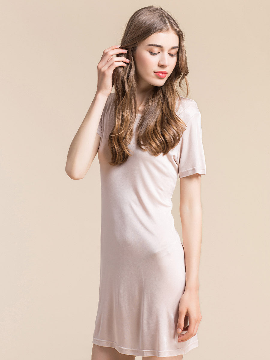 Soft Knit Silk Blend Midi Sleep Dress