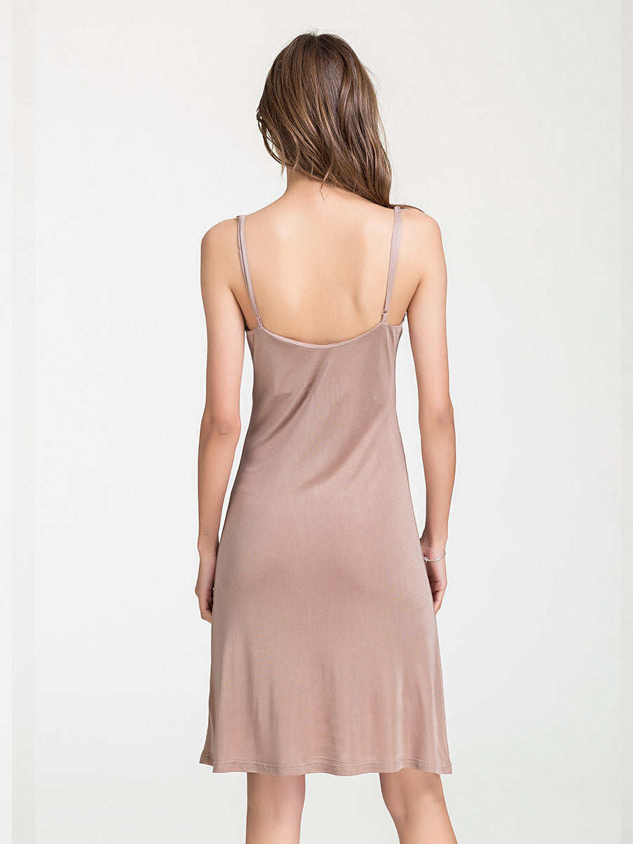 Satin Feel Silk Blend Midi Slip Sleep Dress