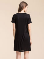Silk Blend Cowl Neck Short Sleeve Nightgown