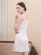 100% Mulberry Silk Lettuce Hem Adjustable Strap Nightgown
