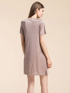 Silk Blend Cowl Neck Short Sleeve Nightgown