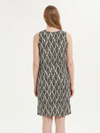 Soft Silk Sleeveless Sleep Dress with Geometric Pattern