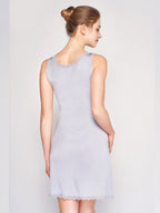 Silk Blend Lace Trim Sleeveless Nightgown Slip Dress