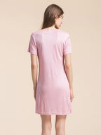 Silk Blend Cowl Neck Short Sleeve Nightgown