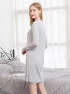 Soft Long Sleeve V-Neck Loungewear Night Dress